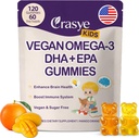 Omega 3 Gummies for Kids & Teens - Sugar Free Omega DHA & EPA doplněk Gummy for Children Brain and Imunity - No Fish Burps, Vegan - 120 Gummies
