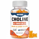 ABYSSUS Choline Gummies pro děti a dospělé, Cukr zdarma Choline Bitartate doplňky s Algal Omega-3 DHA EPA & Active B6 B12, Brain & Játra podpora, Vegan, 60 Počet
