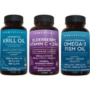 1250 mg Antarktický krilový olej, bezinky Vitamin C & Zinc a 2,500 mg Triple-Strength Omega 3 Fish Oil Bundle, Poskytnutí Omega 3 EPA a DHA, Elderberry pro imunitní podporu