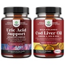Svazek Green Coffee Bean Extract for Uric Acid Cleanse - Turmeric Tart Cherry & Celery Seed and Island Wild Cod Equipment Oil Softgels - Fish Omega 3 EPA DHA Vitamin D & A 1000mg per Serving