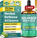 HIIHONE (2 Pack) 12- in-1 Soursop Bitters kapalné kapky s mořským Moss, Black Seed Oil, Moringa pro buněčnou podporu a regeneraci, imunita, játra, Gut & Antioxidant - 2 Fl Oz