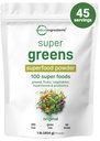 Micro Ingredients Super Green Powder, 1lb color 124; 100 Superfood Blend with Daily Green, Fruits, Zelenina, Houby & Probiotika color 124; Zdroj Vegan Protein & Enzymy colum124; Non- GMO, gluten- Free, No Additives