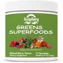 Suiyilary Zelené Superfoods Powder for Digestive Health, Sugar Free Super Green Powder, Spirulina, Chlorella for Bloating & Gut Support, Daily Support for Women, Mixd Berry (15 Servings)