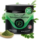 Organic Spirulina + Organic Moringa Green Powder, gluten- Free, Vegan Friendly, Detox & Digest, Superfoods 30 Servings Made in USA