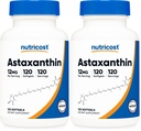 Nutricost Astaxanthin 12 mg, Non- GMO a gluten Free, 120 Softgels (4 měsíční dodávka) (Balení po 2)