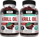 Kaya Naturals - Antarktický krilový olej 500 mg s Omega 3, EPA, DHA, fosfolipidy a astaxanthin dodatek - Brain & Health Vitamin - Anti Aging dodatek - 30 Count Softgels (Pack of 2)