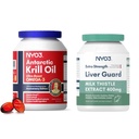 Krill Oil Omega 3 dodatek 1000mg a mléko Thistle játra Detox dodatek 400mg, 2 balení