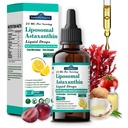 Lipozomální Astaxanthin 24mg Liquid Drops, 11- in-1 Antioxidant s MCT Oil, Lycopene & Organic Coconut Oil, Čerstvý zdroj mikrořas, Podporuje oční kůže Společné zdraví pro ženy a muže, Lemon Flavors