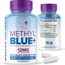 MAXLIFE NATURALES Čisté methylenové modré kapsle, Ultimate Methylen Blue Pharmaceutical Grade 12mg - 60 Kapsle s vitaminem C Ester & NAC Glycine, Podporuje buněčnou a kognitivní funkci, Vyrobeno v USA