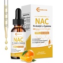Liquid NAC Drops 1000 MG, NAC dodatek N-acetyl cystein s R-Alpha Lipoic acid, NAC pro děti a dospělé, Imunitní a antioxidant Support, Játra & Lung Health, Orange Flavor, 0 Cukr, 2FL OZ
