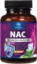 NAC dodatek - 1200mg per Serving N-Acetyl-L-Cystein - Optimální absorpční imunitní podpora s výkonnými antioxidanty - Podpora zdraví dýchacích a jaterních orgánů - Gluten Free, Lahvička v USA - 60 Kapsle