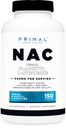Primal N- Acetyl L- Cysteine (NAC) 600mg, 150 Kapsle - Vegan N- Acetyl L- Cysteine Supplement, GMO- Free, Gluten- Free