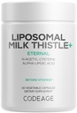 Codeage Liposomal Milk Thistle + Doplněk - Silymarin ze Silybum Marianum, NAC, Artyčok Leaf, Dandelion Root, Alfa Lipoic Acid, BioPerine, Liposomal Delivery - Non- GMO - 60 Kapsle
