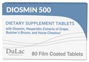 Dulac Diosmin 500, Mikronizovaný Diosmin Hesperidin Dietní dodatek 1000mg na porci, Koňský Chestnut Extract, Řezníkův Broom & Red Grape Extract, Okrsek nohy Podpora, 80 Tablety, Made in Itálie