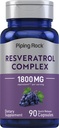 Piping Rock Resveratrol Komplex 124; 90 Kapsle 124; Ultra potent 124; Non- GMO, gluten zdarma dodatek