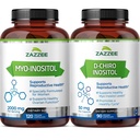 Zazzee 40: 1 Poměr Myo a D-Chiro Inositol Dodatek pro ženy 124; Myo Inositol Kapsle Plus D-Chiro pro regulaci cyklu Ovaria Podpora & Celková Hormon Balance pro ženy - Vegan & ISO Lab Tested