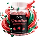 Bizi Creatine Vodní meloun Gummies pro muže a ženy, Creatine Monohydrát Gummies, Watermeloun Flavor Creatine Gummy, Cvičení, Muscle Growth, & Recovery dodatek, Vegan & gluten zdarma (60 ct)