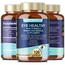 AREDS 2 Oční vitaminy a minerální biberry Extract Omega-3, Oční vitamín pro seniory Macular Health a Suché oko, Oční vitaminy Lutein a Zeaxanthin Support Eye Strein & Hydration (120 Kapsle)