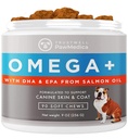 PawMedica Omega 3 pro psy, Psí kůže a kabát dodatek s Fish Oil Love Pomáhá se suchou kůží psa, Omega 3 6 9 Vitaminové žvýkání pro psí alergie