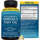 Triple Strength Omega 3 Rybí olej dodatek pro muže a ženy - 2500 mg high- potency, Easy- to- Absorb Re- esterifikovaný triglyceridový formulář, Pescatarian- Friendly DPA EPA DHA Omega 3 dodatek, 180 Softgels