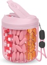 Pill Dispenser se 7 velkými díly, 4.4 "H x 3.6" Dia Pill Organizátor pro cestování, Doplněk Pořadatel s anti- mixování Design, BPA- Free Pill Kontejner s 20 Pcs etiketami, Pink
