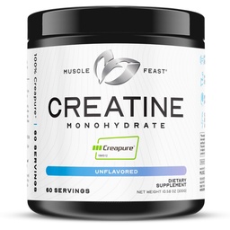 Svalová hostina Creapure Creatine Monohydrát Prášek, Vegan Keto Friendly gluten- Free, Mass Gainer, Svalová recovery Dodatek a důvěryhodné stvoření pro růst svalů, Creatin prášek, Neochucené, 300g