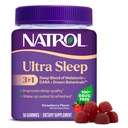 Natrol Ultra Sleep 3-in-1 100% Drog- Free Sleep Aid Blend with Melatonin, GABA & Botanicals, Dietní dodatek, Non-Habit Forming, 50 Gummies
