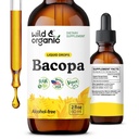 Wild & Organic Bacopa tinktura - Podporuje klid, soustředění, Clarity - Bacopa Monnieri dodatek Liquid - Alcohol- Free Drops with Brahmi Extract - Vegan, Sugar- Free - 2-Month Supply - 2 fl oz
