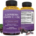 Viva Naturals Elderberry s vitamínem C a zinkem (120 kapslí) - 1000mg Sambucus Elderberry Imunitary Supplement, Black Elderberry Kapsle pro dospělé, Elderberry Vitamíny - 2 měsíce Dodávka