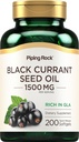 Piping Rock Black Currant Seed Oil Softgel Kapsle 124; 1500mg Supplications 124; 200 Count Supplementary 124; s gama Linolenová kyselina (GLA) Duplica124; Non- GMO, gluten zdarma dodatek