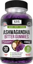 Kaya Naturals Ashwagandha Bitter Gummies - Natural Stress Relief, Boost Energy & Mental Clarity, Non- GMO, Gluten- Free, Žvýkací gumy - 30 Počet