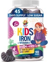 SUNNY SAM Iron Gummies for Kids & Teens - 10mg Iron Vitamíny s vitamínem C - Low- Cukr Žvýkací doplněk pro imunitní podporu, Podporuje výrobu červených krvinek pro děti a dospívající dívky