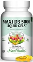 Maxi Health D3 5000 Tekuté gely - Přírodní vitamín D3 - Nutriční dodatek - 180 Kapsle - Kosher