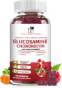 Glucosamine Chondroitin Gummies Triple Strength (1,000mg Glucosamine, 750mg Chondroitin) s MSM, Turmeric, Quercetin, Vitamin E, Společná podpora Dodatek, Antioxidant 60 Gummies Raspberry Flavor