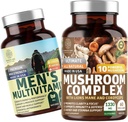 Number One Nutrition N1N Premium Houbový komplex [10X Výkonné houby] a mužský denní multivitamin [35 potentní přísady], 2 Pack Bundle