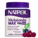 Natrol Melatonin 10mg Doplněk pro spánkovou pomoc, 50 Count MelatoninMax Gummies, Blueberry Flavor, 10 mg melatoninové gumy pro příležitostnou nespavost, 50 denní dodávka