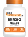 BulkSupplements.com Omega33 Softgels - z Algal Oil, Algae Oil Omega 3 Dodatek - Gluten zdarma, 1 Softgel per Serving, 180 Počet (balení po 1)