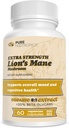 Čisté nootropiky - Mana organického lva 8: 1 Houba 500 mg / 100 mg; duální extrakt 124; 60 Vegetariánských Caps 124; > 20% beta- glukanů 124; Hericium erinaceus 124; Brain Health