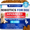 Probiotika pro psy - Podpora Gut Health, Itchy Skin, Alergie, Imunita, Kvasinková rovnováha - Psí probiotika a trávicí enzymy s prebiotiky - Snížit průjem, plyn - 120 Probiotické žvýkání pro psy