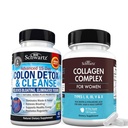 BioSchwartz 15 Day Cleanse pro Colon a Gut Health Plus Hydrolyzované kapsle kolagen Peptid (45 denní dodávka)