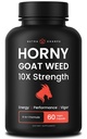 NutraChamps Horny Kozí Tráva, 1000mg Epimedium Energy Supplement, 10X Síla Icariin, Ginseng, Tribulus & Maca pilulky pro ženy a muže, Zvýšená absorpce s Black Pepper, 60 Vegan Kapsle