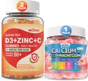 Bezcukerný vitamin C + D3 + zinkové gumy pro dospělé 50 + & vápník + D3 & Magnesium plněné gumy pro děti 4 +