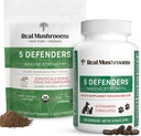 Reálné houby 5 obránců pro lidi (45g) & Domácí zvířata (90ct) - Pouch & Kapsle Bundle - Chaga, Shiitake, Maitake, Turecko Ocas & Reishi Houba - pro imunitní sílu a celkové wellness - Vegan, Non- GMO