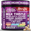 Clean Nutra Organic Milk Thistle dodatek 124; Játra Cleanse Detox & Opravy + NAC Cholin Dandelion Root TUDCA Artichode Beet Root Burdock Holy Basil Ledviny & Játra Podpora 90 Vegan Kapsle