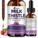 Mléko Thistle Extract Liquid Drops for Jaterní Cleanse Detox & Opravy, 35-IN-1 Ledviny Supplementary Supplementary with Artigue & Pampelion for Močovní trakt, močový měchýř, Vegan, Non- GMO, Jahodová šťáva, 2 FL OZ