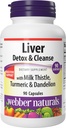 Webber Naturals Játra Detox & Cleanse se Silymarin Mléko Thistle, Artichoke, Kurkuma a Pampelion Extract, 90 Kapsle, Bylinný dodatek, stravovací podpora, Dairy & gluten zdarma