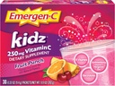 Emergen- C Kidz 250mg Děti Vitamin C Powder, Kofein zdarma, imunitní podpůrný nápoj Mix, ovocný punč Flavor - 30 Počet / 1 měsíc Dodávka
