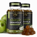 Soursop Leaves & Soursop Fruit Gummies - 3000mg Soursop Extract - 2 Pack Graviola dodatek - Soursop Fruit and Leaf - 120ct - Sugar- Free - Gluten Free - Non- GMO - Vegan Friendly