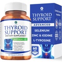 1 Tělo štítné žlázy Supplement pro ženy a muže, Selen s jódem, zinek, B12, Ashwagandha a L-Tyrosin, podporuje Hormon zdraví, energie a metabolismus, 30 Den Dodávka