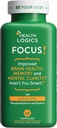 Zdravotní logika Focus! - Mozkový dodatek pro paměť, jasnost, koncentrace s Choline, Ginkgo Biloba, Alpha GPC, Fosfatidylserine, Bacopa Monnieri l 60 Kapsle l Non- GMO